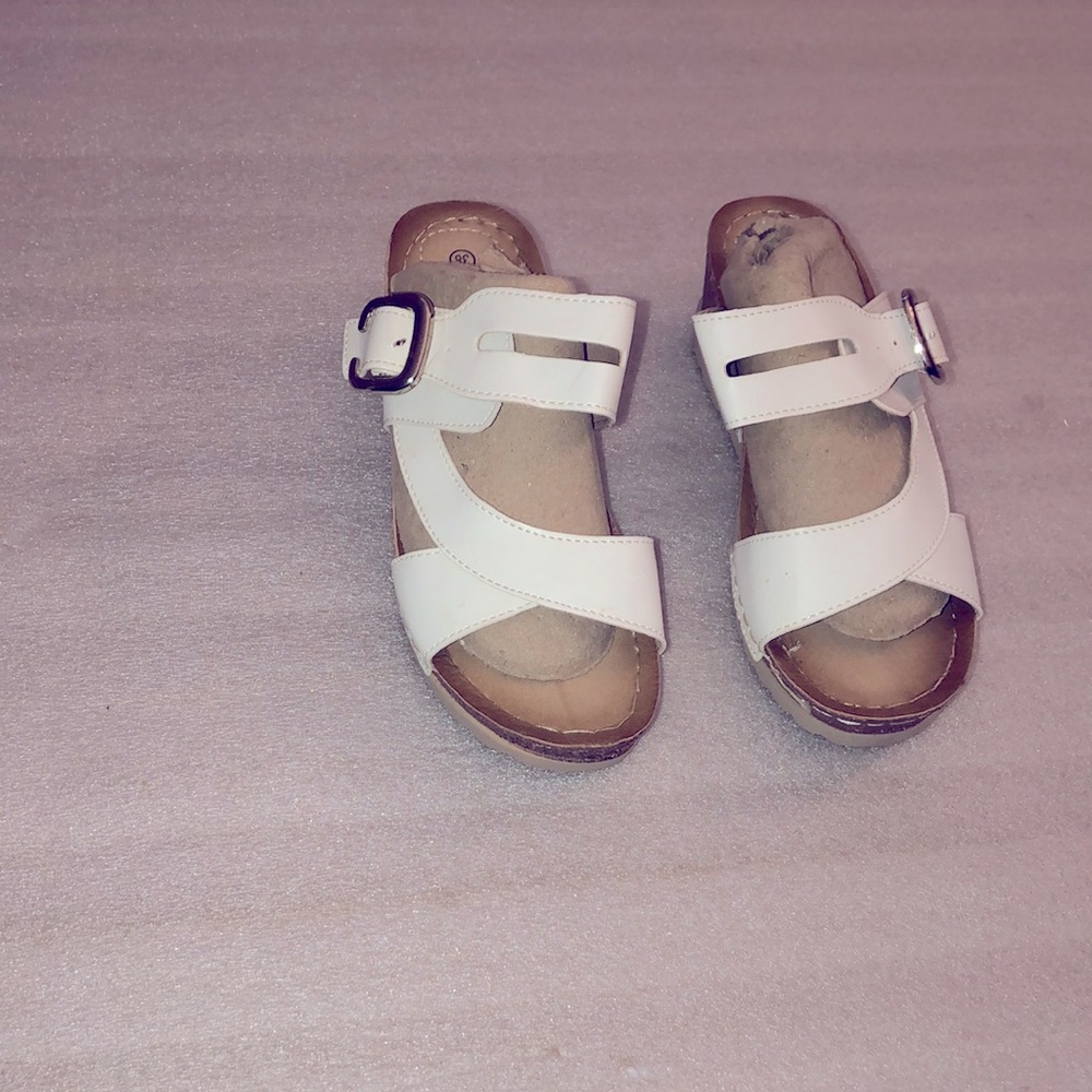 Rafaello white sandals with buckle only wear once like new